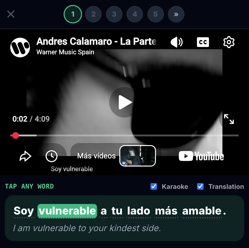 Listen with a synchronized transcript & translation